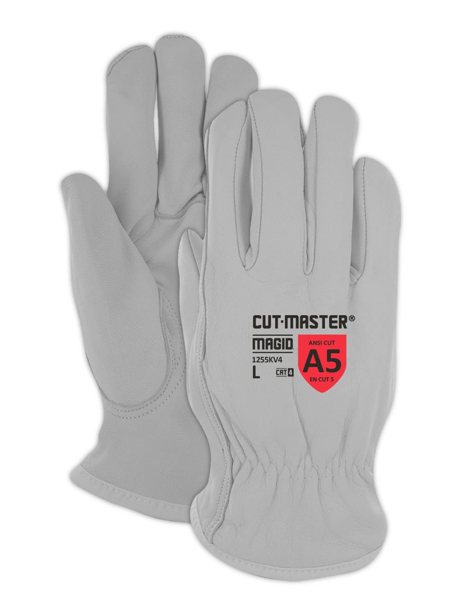 Magid CutMaster 1255KV4 ARC Leather Driver Glove-Cut Level A5 (Shrink-Wrapped For Vending Use)