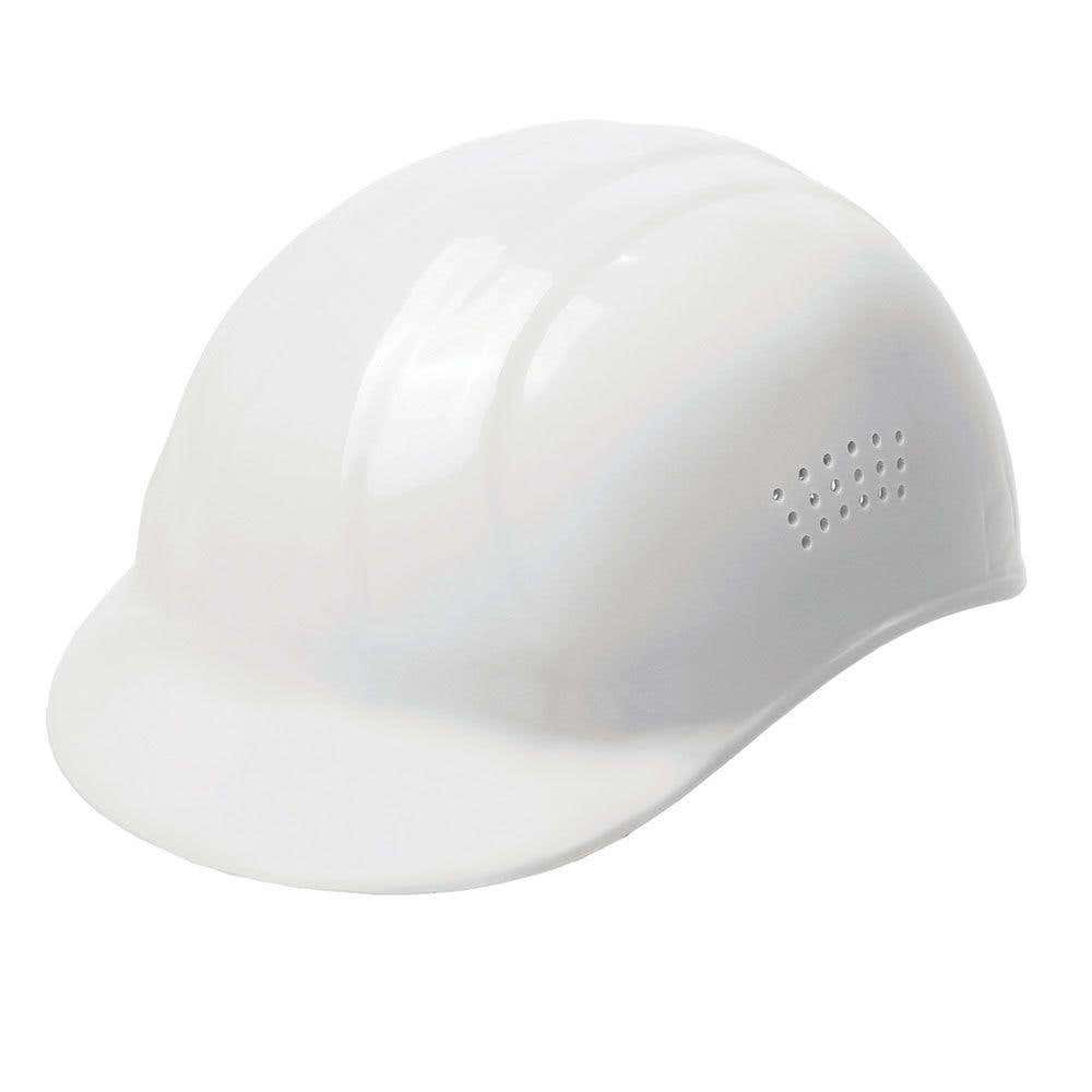 Made in USA | ERB Safety Pinlock Adjustment 1" Brim Vented Bump Cap - LLDPE 4-Point Suspension, HDPE, White