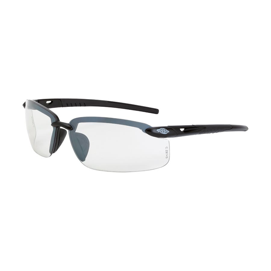 CrossFire Safety Glasses: Scratch-Resistant, Polycarbonate, Clear Lenses, Half-Framed - Gray Frame, Non-Adjustable Temples, Series Crossfire ES5