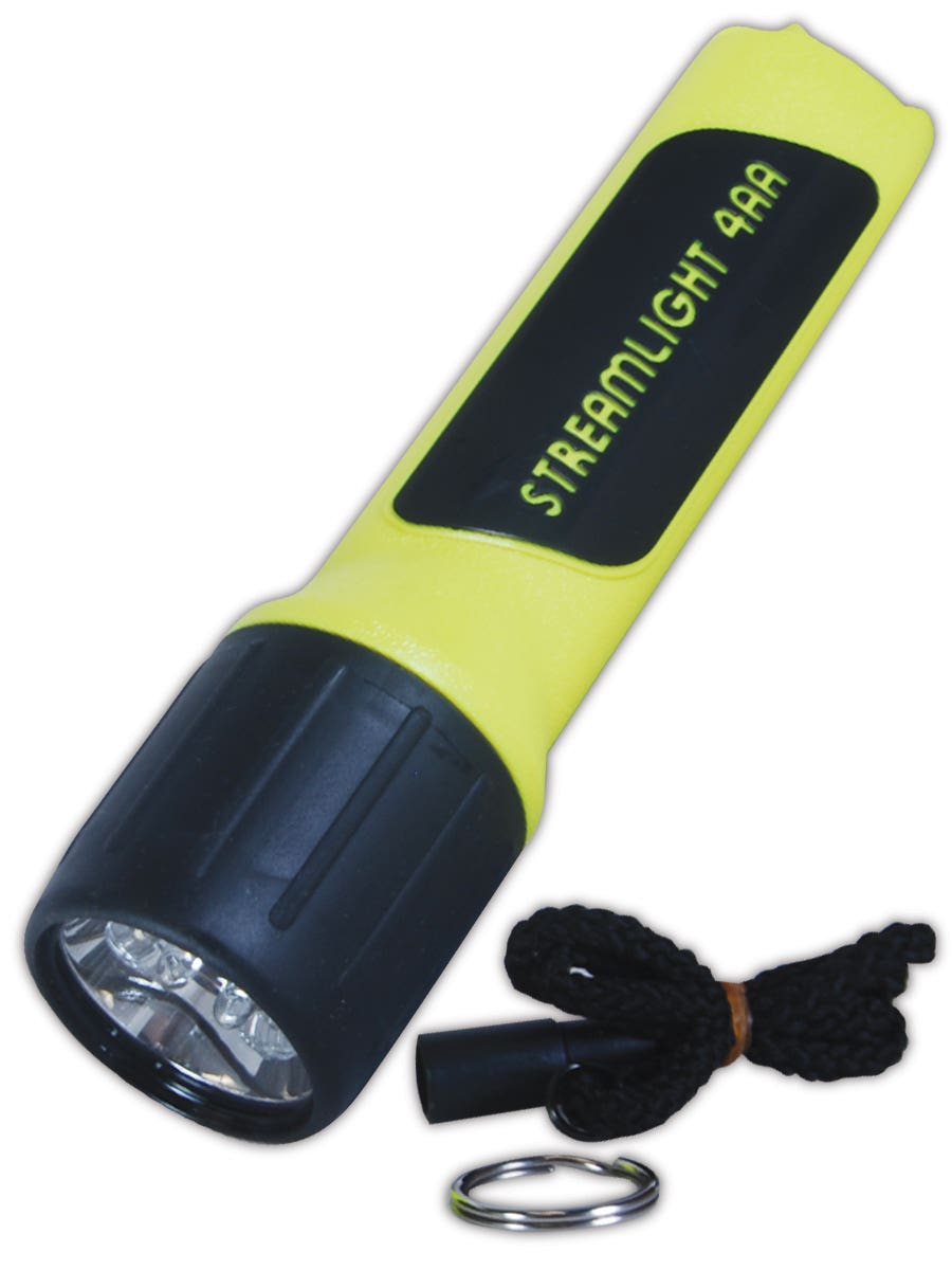 streamlight 4aa led flashlight 68602 ProPolymer HAZ-LO Lux 200-Lumen Flashlight, Yellow The push button tail switch provides one handed momentary or constant ON operation Streamlight 68201 ProPolymer 4AA HAZ-LO
