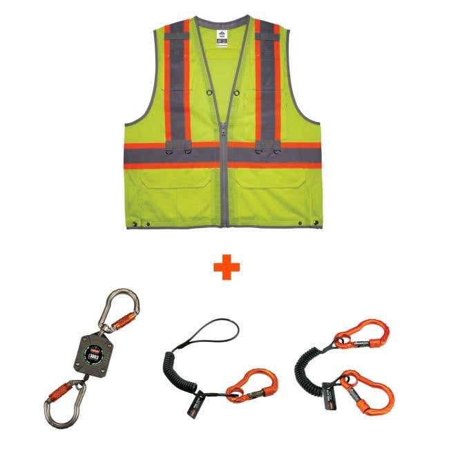 Ergodyne GloWear 8231TVK Hi-Vis Type R Class 2 Tool Tethering Safety Vest Kit