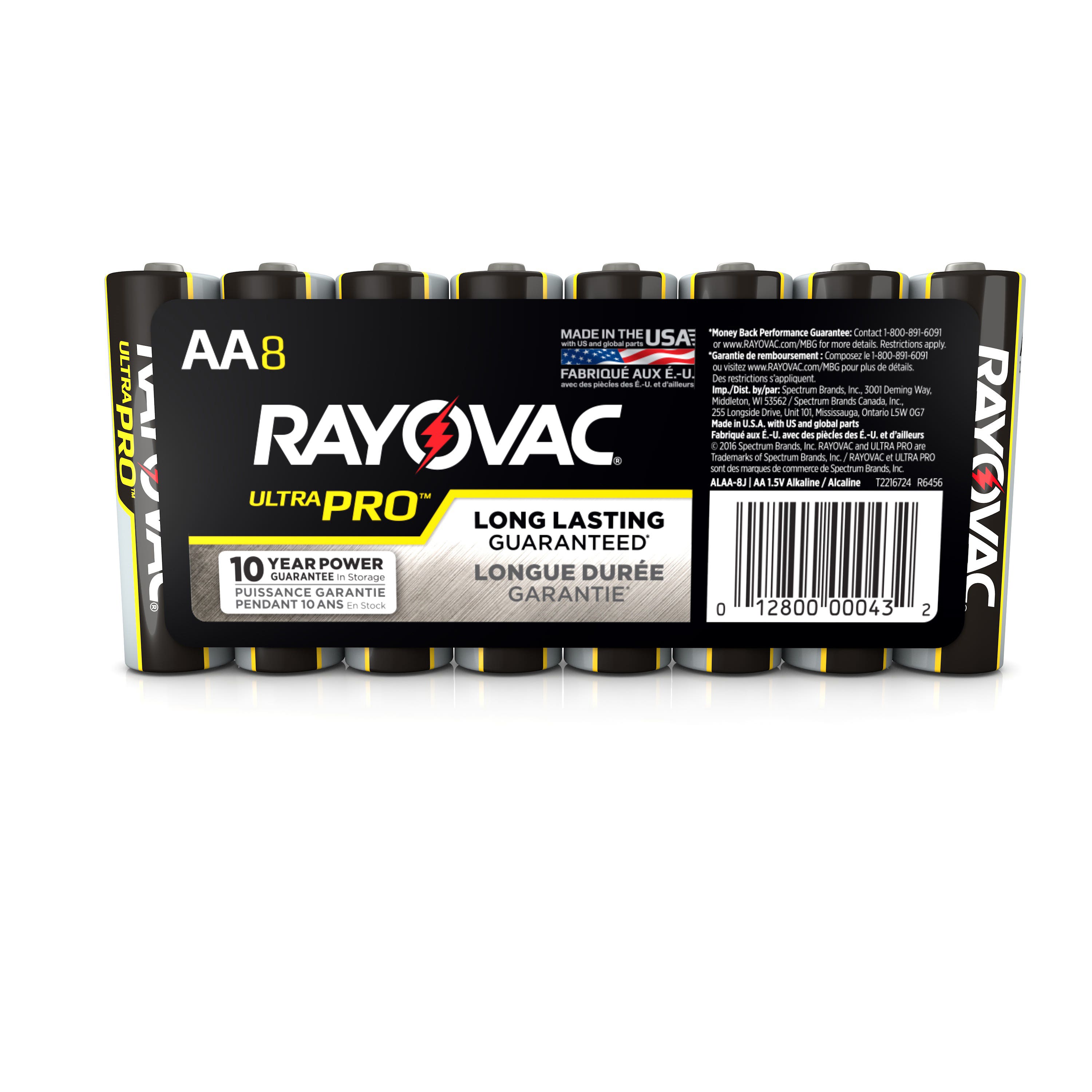 RAYOVAC UltraPro ALAA8PK  Industrial Alkaline AA Size 8-Pack