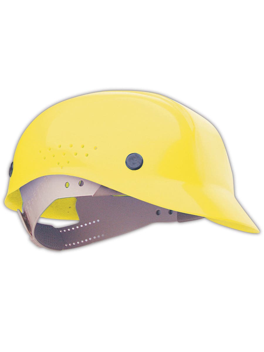Bump Cap, Front Brim, Polyethylene, Pinlock Suspension, Yellow, Fits Hat Size 6-1/2 to 8