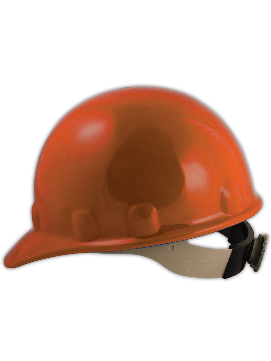 FIBRE-METAL® Hard Hat: Class E, 8-Point Suspension - Hi-Viz Orange, Plastic | Part #E2RW46A000