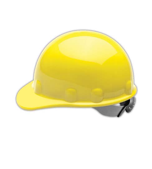 FIBRE-METAL® Hard Hat: Class E, 8-Point Suspension - Yellow, Plastic | Part #E2RW02A000