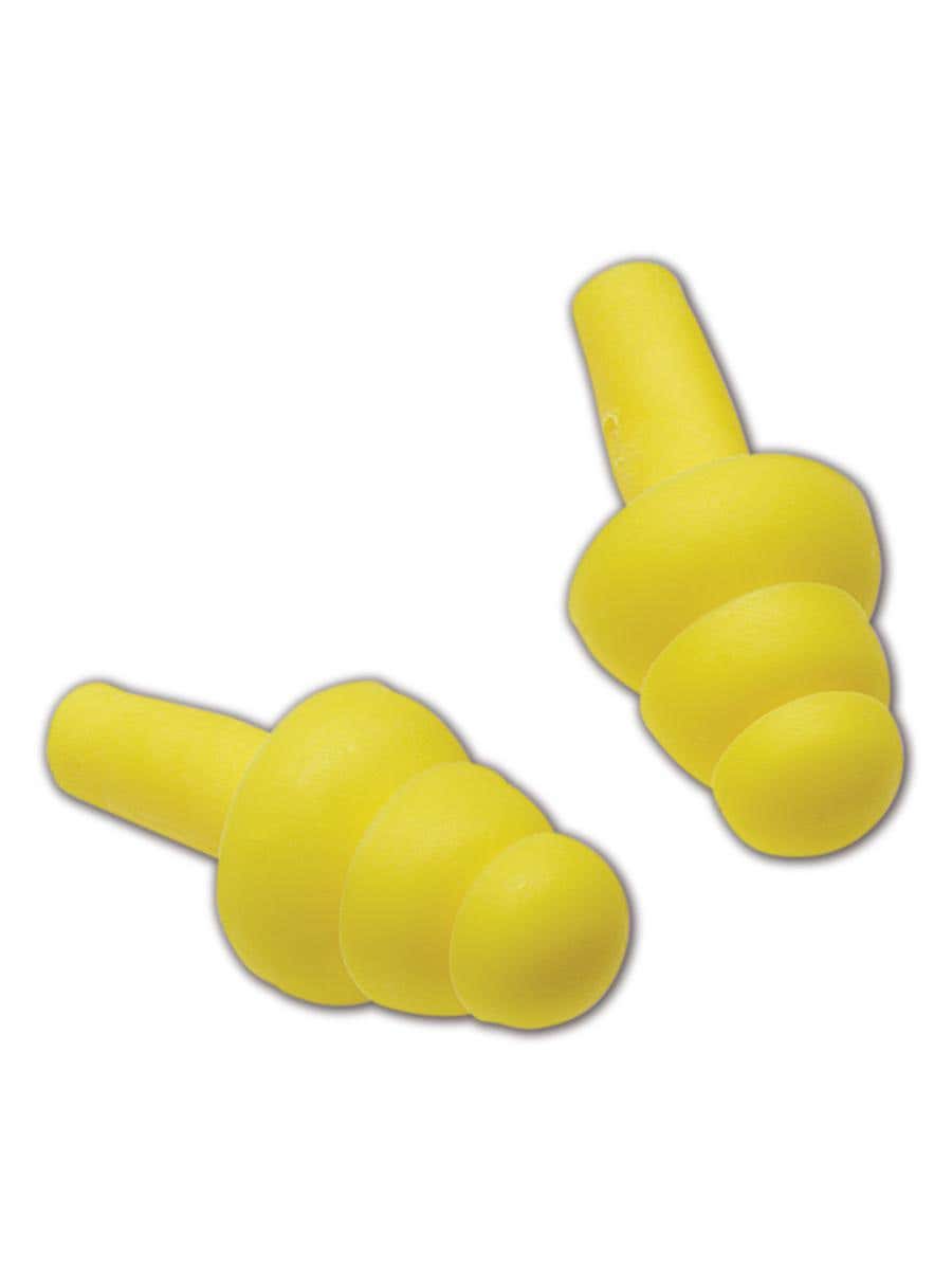 3M Earplugs: 25.00 dB, Plastic, Flanged, Push-In, Uncorded - Yellow, 100 Pairs per Pack, Reusable | Part #340-4003