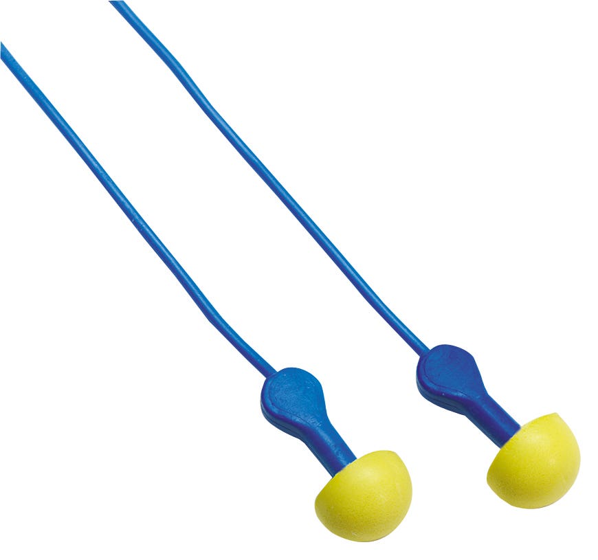 3M | E-A-R Express Earplugs: 25.00 dB, Foam, Cylinder, Push-In, Corded - Yellow, 100 Pairs per Pack, Reusable | Part #311-1127
