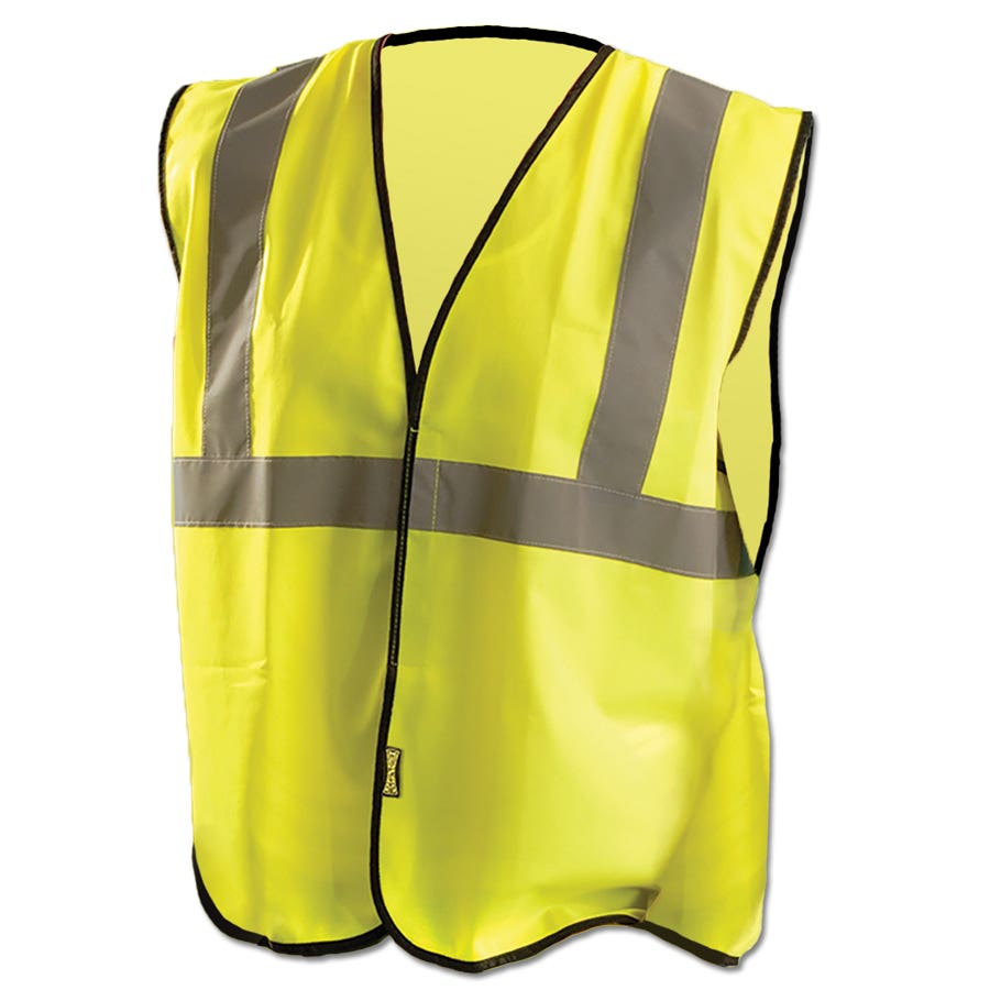 High Visibility Value Safety Vest, Std, Class 2 Type R, Polyester Solid, 2 in Refl Tape, No
