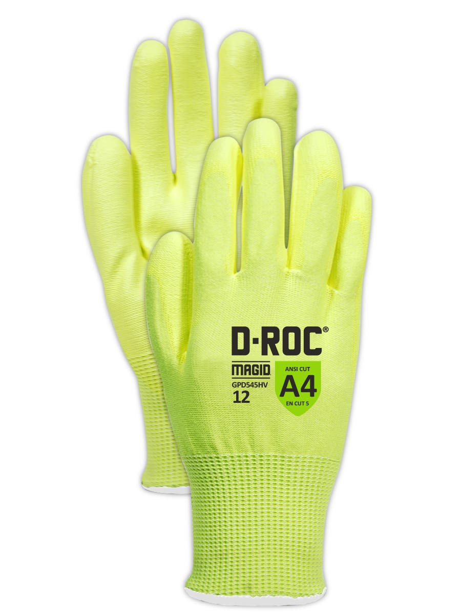 Magid D-ROC® Hyperon® Blend PU Palm Coated Gloves - Cut Level A4
