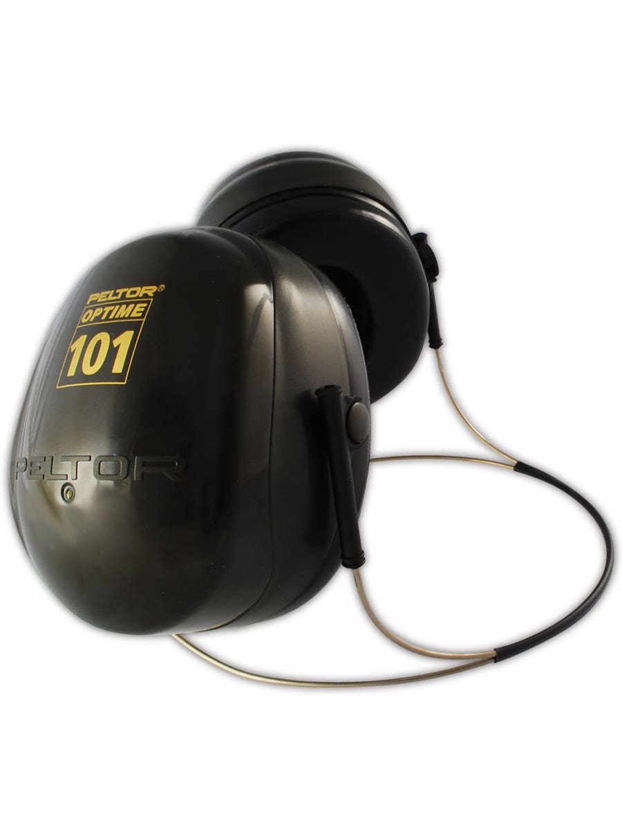 Peltor Optime 101 Behind-the-Neck Ear Muffs, 26 dB NRR, Passive, General Purpose, Black/Green