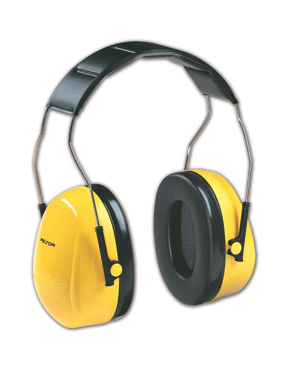 Peltor Optime 98 Over-the-Head Ear Muffs, Stainless Steel Headband, NRR 25 dB, Yellow