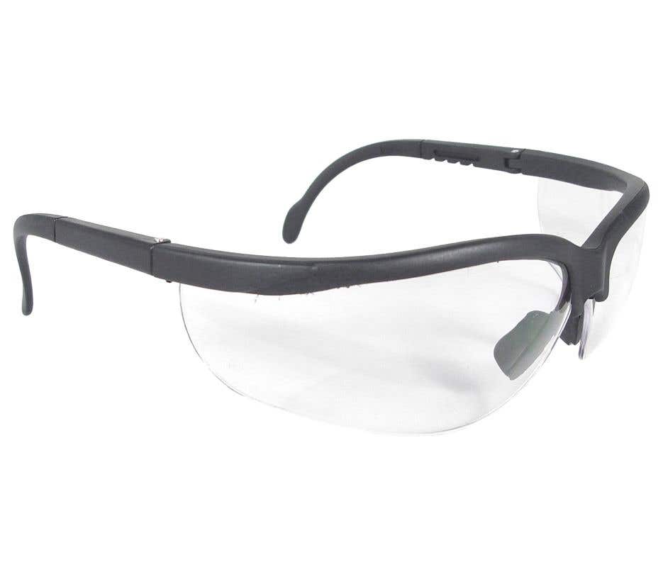 RADIANS Safety Glasses: Scratch-Resistant, Polycarbonate, Clear Lenses, Half-Framed - Black Frame, Adjustable Temples, Series Journey, ANSI Z87.1+