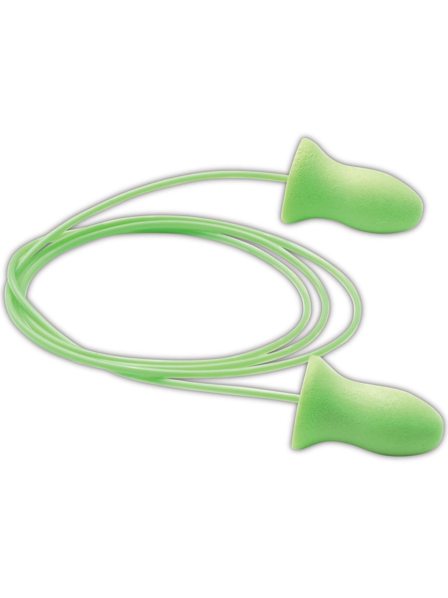Meteors(R) Disposable Foam Ear Plugs, Bell Shape, 33 dB, Green, 100 PK
