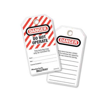 Master Lock Lockout Tag: 3-1/8" High, 5-3/4" Wide, Laminated Polyester, "DANGER" - Double Sided, English | Part #497A