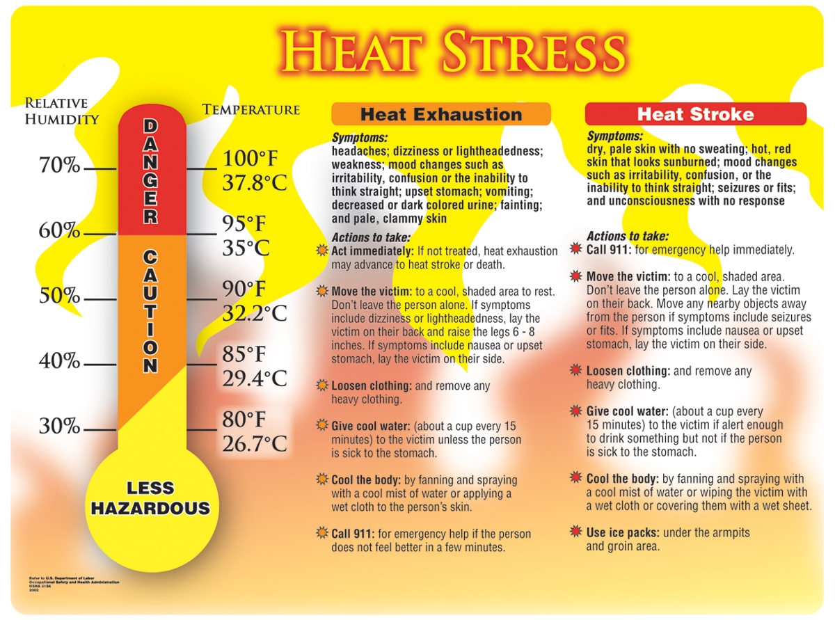 Laminated 24 x 24 Heat Stress Poster 