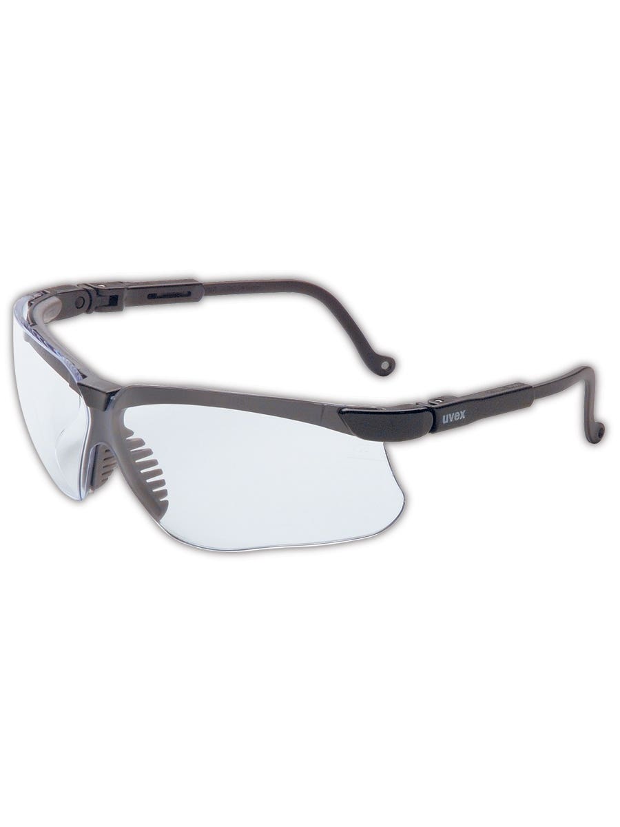 Uvex | Genesis® Safety Glasses: Anti-Fog & Scratch-Resistant, Polycarbonate, Clear Lenses, Half-Framed - Black Frame, Adjustable Temples, Series