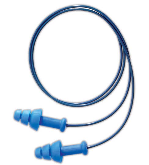 Howard Leight | Smart-Fit™ Earplugs: 25.00 dB, Thermoplastic Elastomer, Flanged, Push-In, Corded, Metal-Detectable - Blue, 100 Pairs per Pack