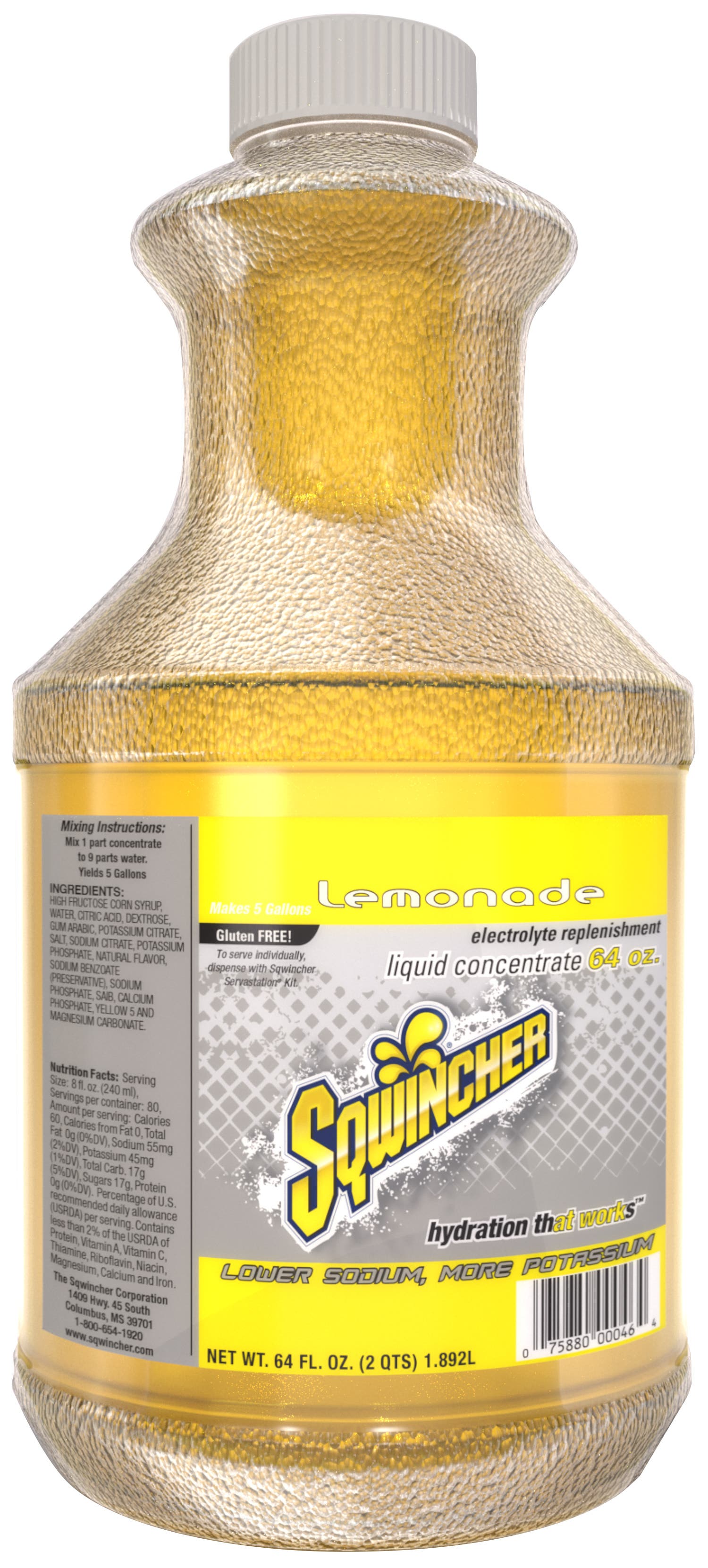 Sqwincher 64 Oz Easy Mix Liquid Concentrate Electrolyte Replenishment Lemonade 6 Pieces - 030323SQ