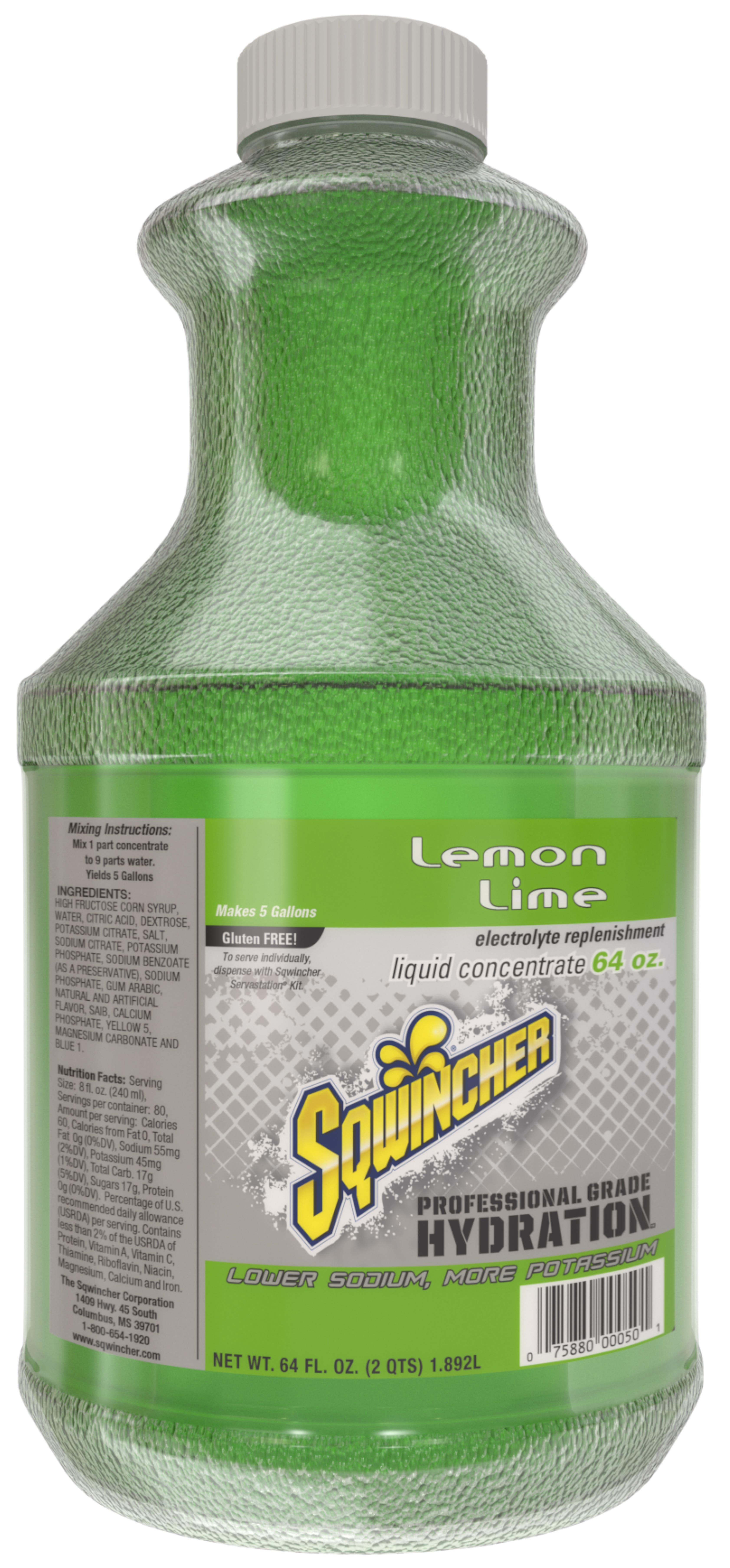 Sqwincher 64 Oz Easy Mix Liquid Concentrate Electrolyte Replenishment Lemon-Lime 6 Pieces - 030328SQ