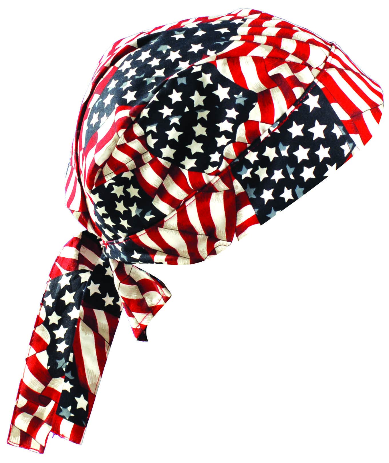 OccuNomix Tie Hat: Size Universal, Blue, Red & White, Elastic Fit & Terry Sweatband - Flag, Cotton | Part #TN6-WAV