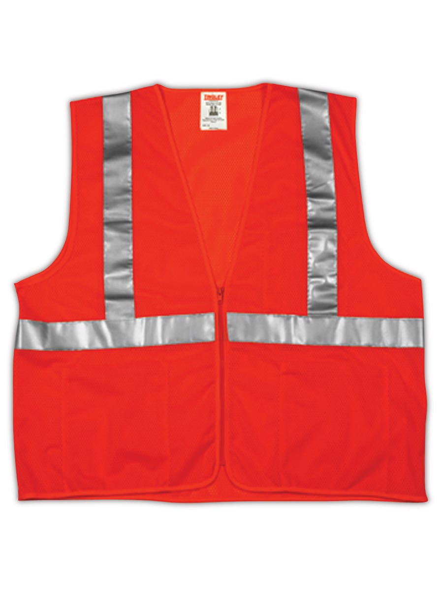 Tingley High Visibility Vest: ANSI Class 2, Public Safety, Size 2X-Large & 3X-Large - Orange, Zipper Closure, 4 Pocket | Part #V70639.2X-3X