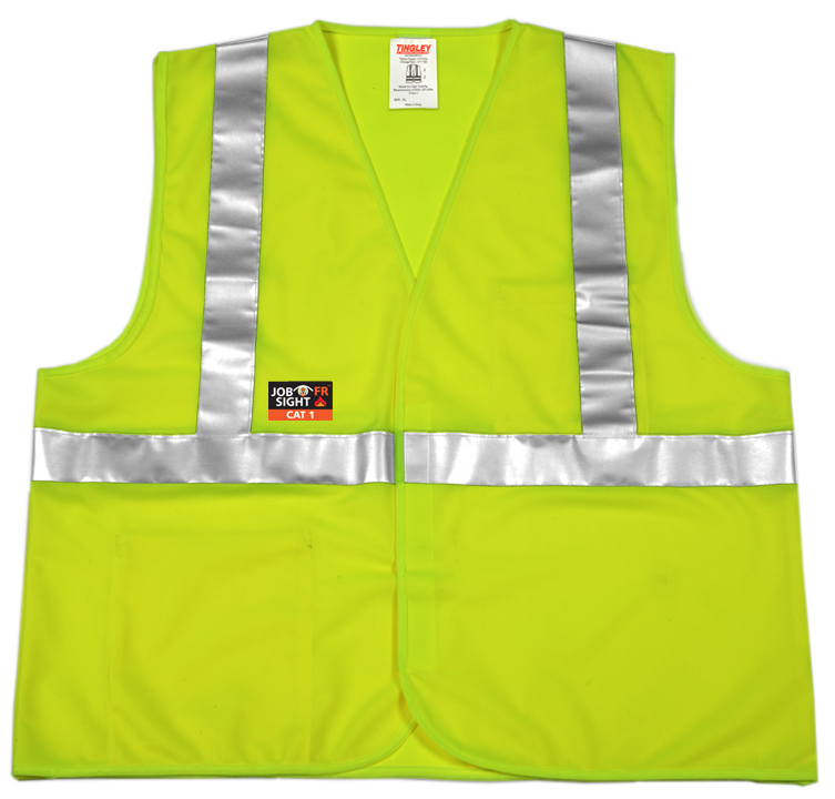 Tingley High Visibility Vest: ANSI Class 2, General Purpose, Size Large & X-Large - Lime, Hook & Loop Closure, 0 Pocket | Part #V81622.L-XL