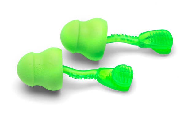 Glide Reusable Foam Ear Plugs, Pod Shape, 30 dB, Green, 100 PK