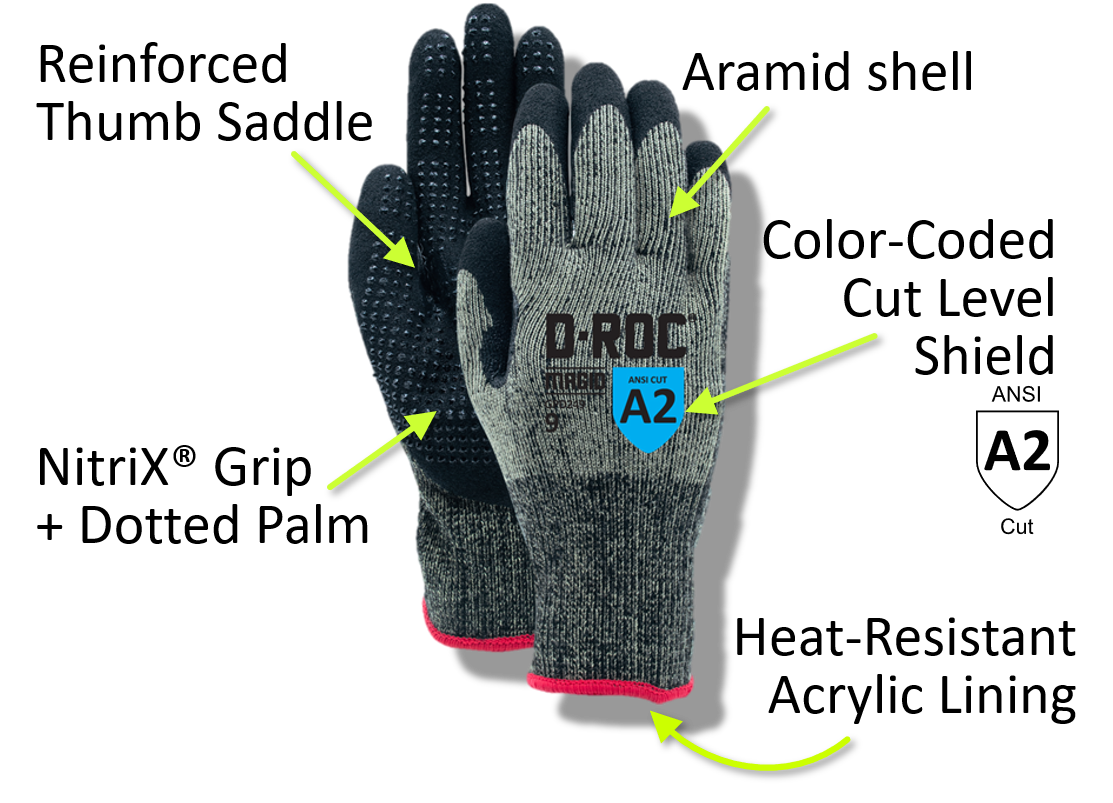 ANSI Cut Resistant Gloves Magid High Visibility Safety Gloves - D-ROC ...