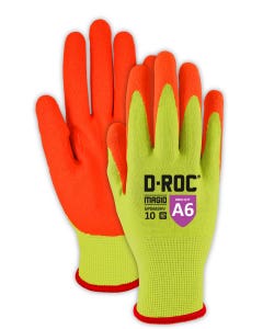 Magid® D-ROC® AeroDex® 18-Gauge Hi-Vis Extremely Lightweight VersaTek Grip™ Palm Coated Work Glove – Cut Level A6