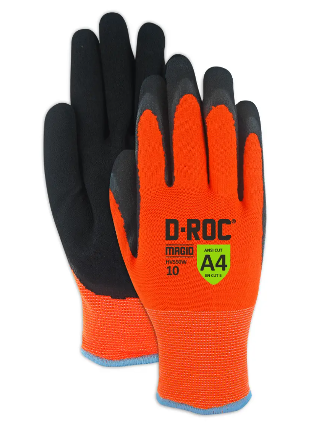 Magid D-ROC HV550W Waterproof Thermal Coated Work Glove - Cut Level A4 - Shrink Wrapped