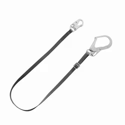 MSA V-SERIES Standard Single-Leg Adjustable Restraint Lanyard 6ft, Cable/Web, 36CL Steel Snap Hooks, 400 lb Capacity